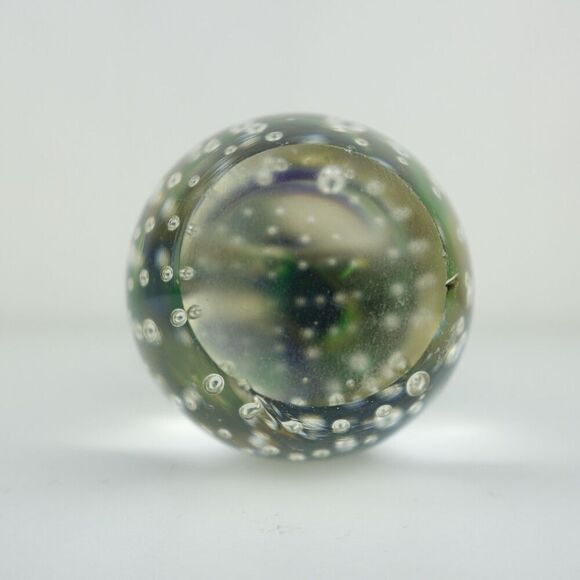 Art Glass Dolphin On Ball Figurine Blue & Green - Picture 8 of 9